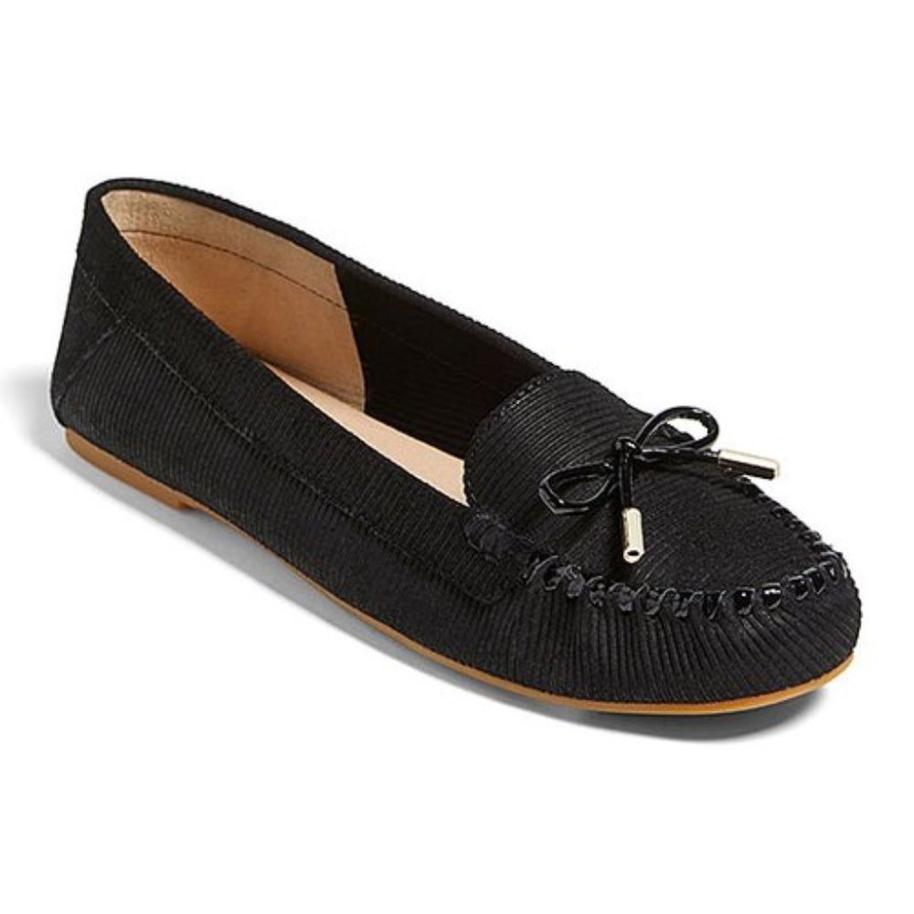 NIB Jack Rogers | Black Bow-Accent Millie Leather Moccasin